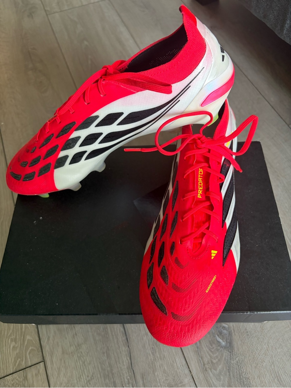 adidas elite Predator Men's Soccer Cleats Red and White